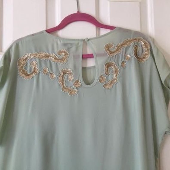 Mint Green Chiffon Beaded  short Tunic Dress - image 3