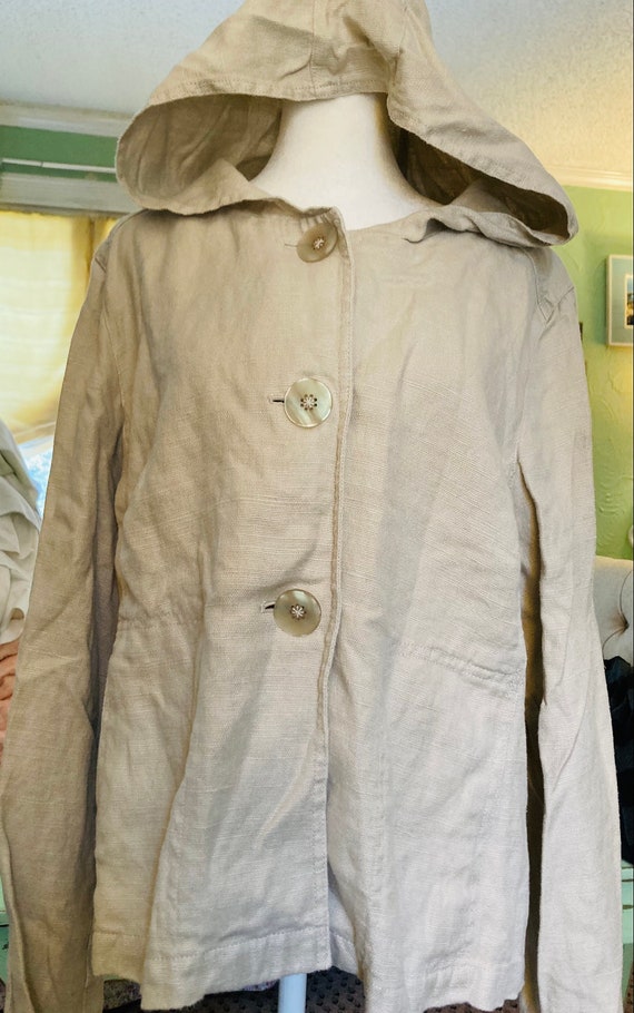 J JILL HEMP Linen hoodie cropped jacket  vintage … - image 2