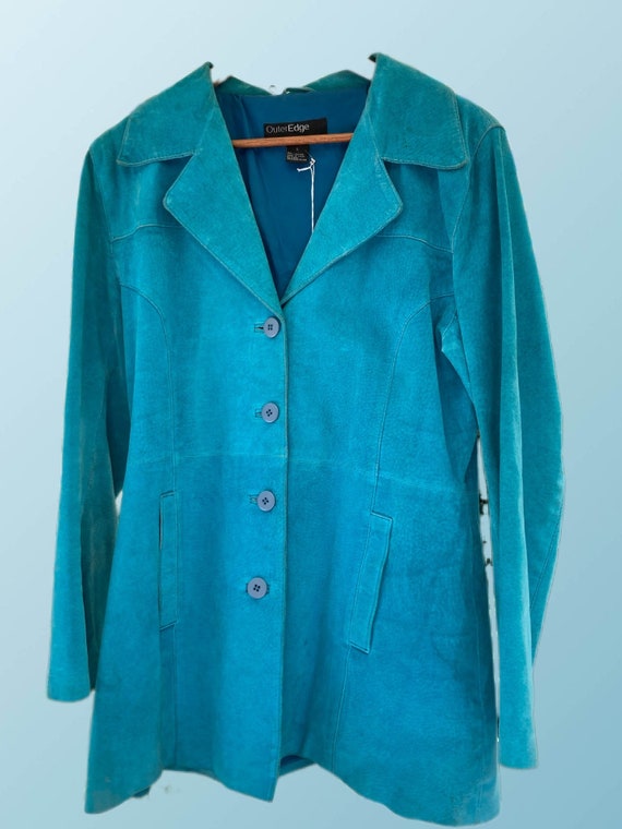 Vintage  boho style Turquoise Suede Jacket