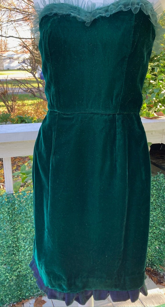 Refashioned 90's Green Velvet fitted Dress with B… - image 2