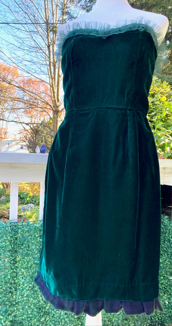 Refashioned 90's Green Velvet fitted Dress with B… - image 4
