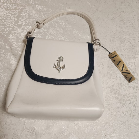 Vintage 1960s White Sailor Style Handbag - image 1