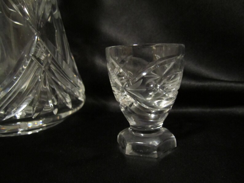 Vintage Crystal Decanter and 5 glasses Etsy