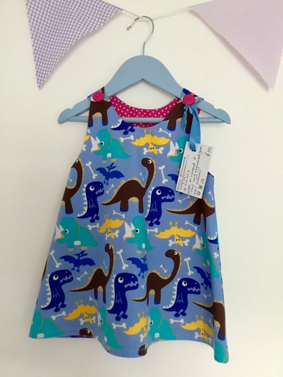 Pinafore Dress With Dinosaur Print and Matching Buttons Sizes 0 3 Years Etsy