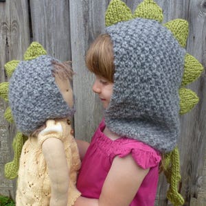 Knitting Pattern (US) for Dinosaur Hood & paws.  Size Baby, Children, Adult. Knits quick, Chunky Yarn. Picture Tutorial.  INSTANT DOWNLOAD