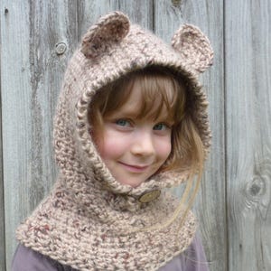 Hooded Scarf Crochet Pattern Hat Patterns Crochet Hood Pattern Hooded Cowl Animal Head Girls Crochet Bear Hat Crochet Hat Pattern Animal Hat image 6