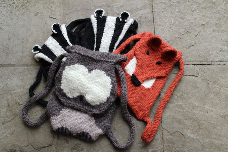 easy knit pattern -INSTANT DOWNLOAD - Orla Owl knitted /& felted owl bag Knitting Pattern UK washing machine felted child backpack
