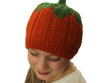PATRÓN DE TEJIDO: Gorro de calabaza - Términos de EE. UU. - Gorro de otoño - Gorro de punto para niño/adulto - Gorro novedoso - Tejido fácil - Descarga instantánea