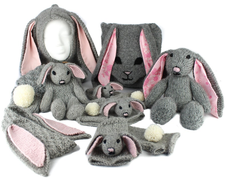 Knitting Pattern US Terms Rebecca Rabbit Scarf. Quick scarf knit in bulky yarn with bunny rabbit puppet toy and hand pockets. Easy knit. image 10