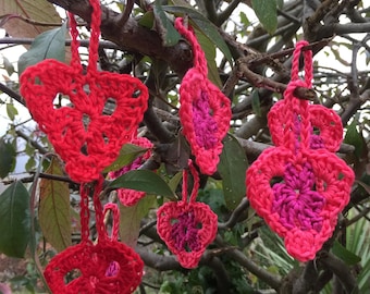 Valentine Special! Hanging Crochet Hearts Pattern, Digital Download, US Terms, Crochet Tutorial Pattern, Learn Beginner Crochet Pattern