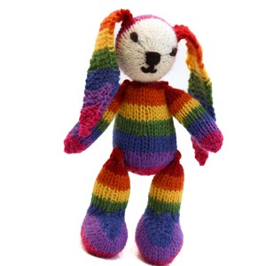 Rainbow Thread Rabbit Rainbow Rabbit Knitting Pattern (US) Rainbow Bunny, Stripy Rabbit ...