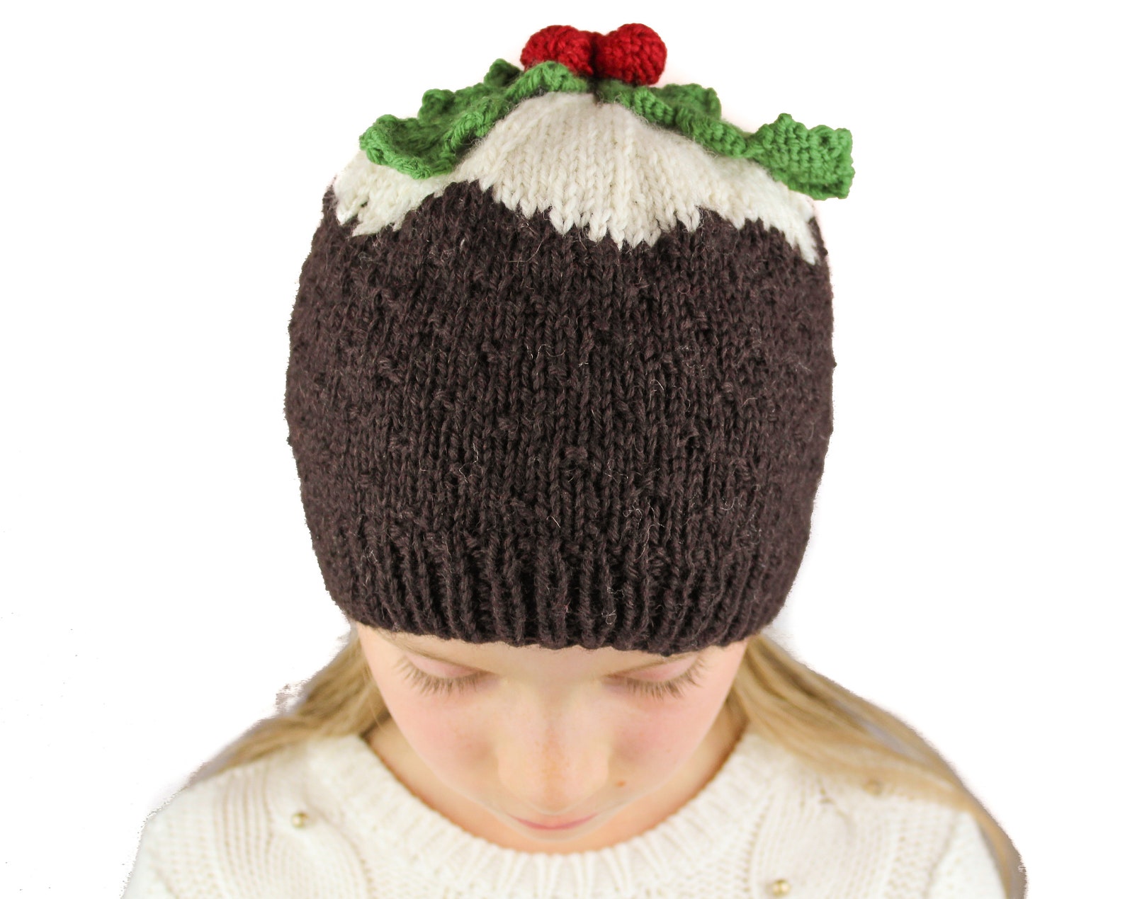 Christmas Pudding Hat KNITTING PATTERN UK Terms Toddler, Child Adult