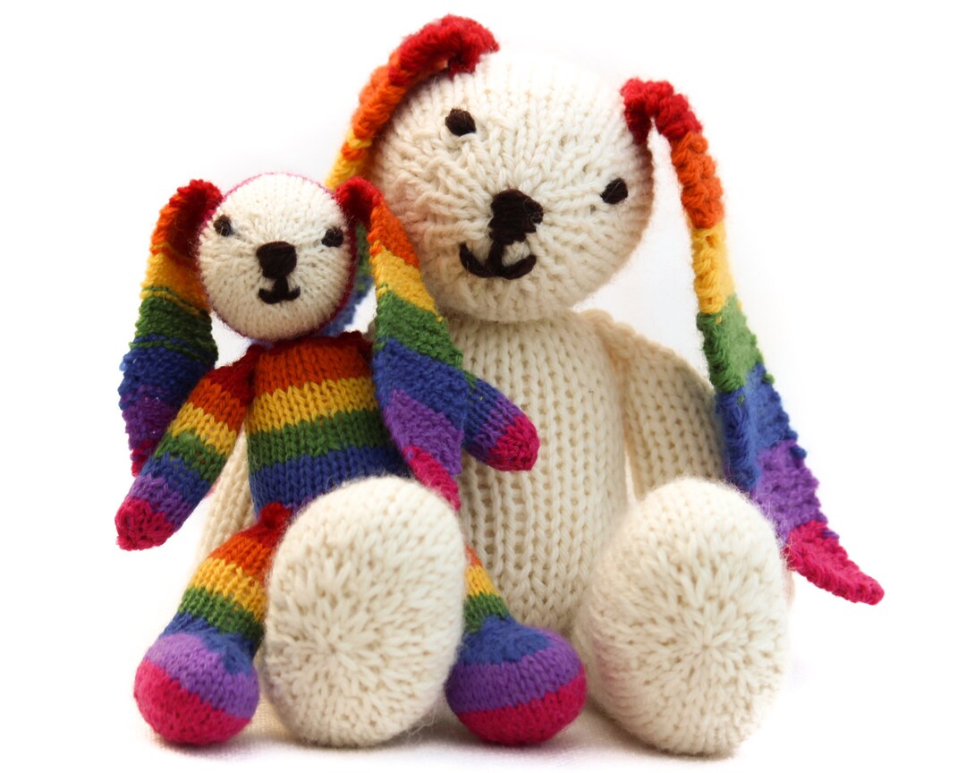 Rainbow Thread Rabbit Rainbow Rabbit Knitting Pattern (US) Rainbow Bunny, Stripy Rabbit ...