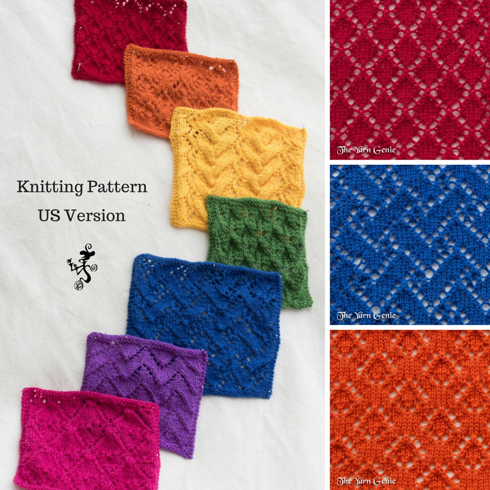 Lace Wash Cloths Knitting Pattern US, Lace Knitting Tutorial Pattern, Lace Dish Cloths Face