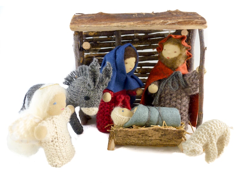 Christmas Knitting Pattern Nativity Characters. Joseph, Mary, Baby