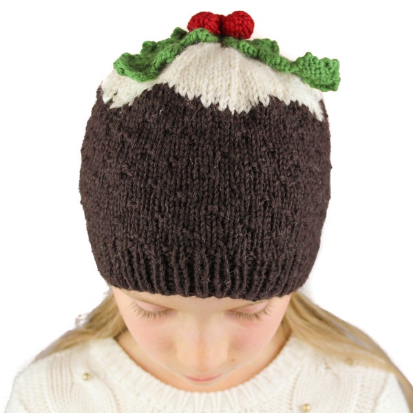 Christmas Pudding Hat Knitting Pattern (US terms) - Christmas novelty hat - sizes adult, child, toddler - instant pdf download.