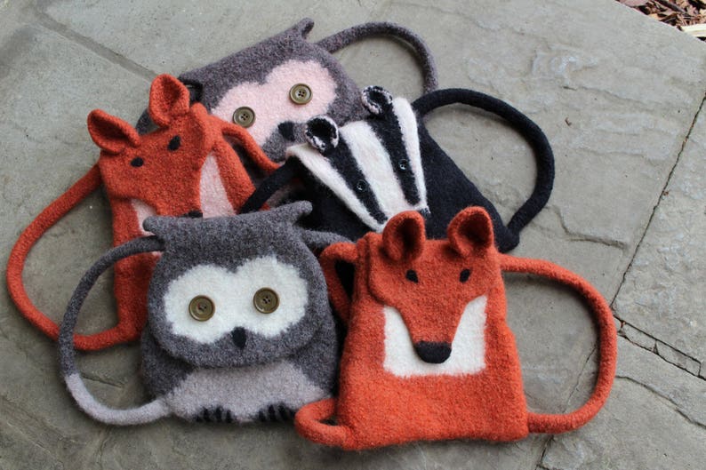 easy knit pattern -INSTANT DOWNLOAD - Orla Owl knitted /& felted owl bag Knitting Pattern UK washing machine felted child backpack