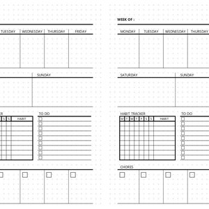 Weekly Spread for Bullet Journal (Junior Size)