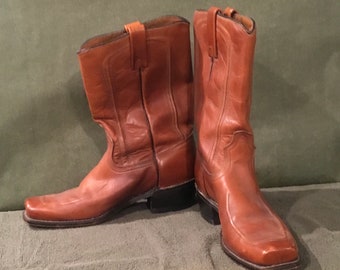 Men’s ACME Light Brown Leather Cowboy Boots - Size 10 D