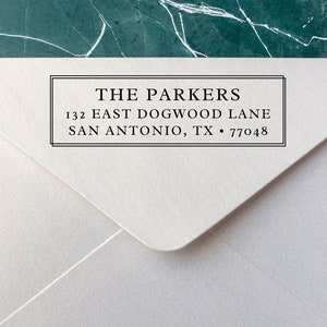 Modern return address stamp | Wedding Stamp | Save the date | Self ink stamper | Wood handle | Housewarming Gift | Family Stamp | Minimal