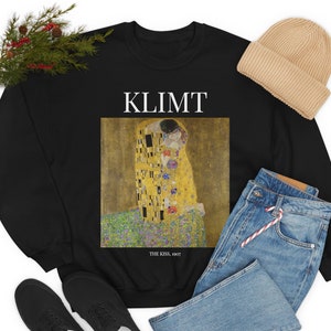 Gustav Klimt The Kiss Art Sweatshirt Gifts Painting Pullover Collage Aesthetic Sweater Clothing Light Dark Academia Artist Teacher Gift