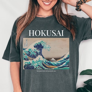 Comfort Colors Kanagawa, The Great Wave Off Hokusai Wave shirt, Japanese Tee, Japan T-shirt, Art Shirts, Aesthetic Clothes, Aesthetic gift