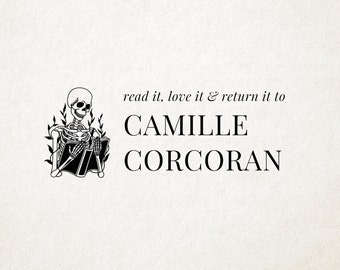 Skull Library Stamp, Ex Libris, Book Stamp, Self Inking, From the Library Of Stamp, Book Lover Gift, Custom Library Stamp, Personalized Gift