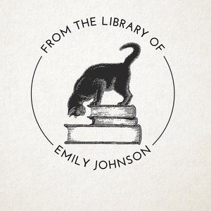 Custom Personalized Cat Book Lover Gift, Custom From the Library of / Ex Libris Book Stamp Custom Self-Inking Stamp, Gift for reader