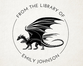 Dragon Custom Book Embosser, Library Stamp Book Stamp, Self Inking, From the Library Of Stamp, Book Lover Gift,  Ex Libris Personalized Gift