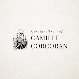 Skull Library Stamp, Ex Libris, Book Stamp, Self Inking, From the Library Of Stamp, Book Lover Gift, Custom Library Stamp, Personalized Gift