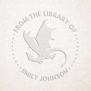 Dragon Custom Book Embosser, Library Stamp, Book Stamp, Self Inking, From the Library Of Stamp, Book Lover Gift, Fantasy Personalized Gift