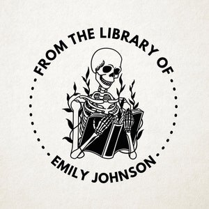 Skull Custom Book Embosser, Library Stamp, Book Stamp, Self Inking, From the Library Of Stamp, Book Lover Gift,  Ex Libris Personalized Gift