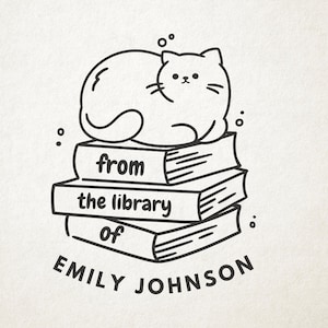 Custom Personalized Cat Book Lover Gift, Custom From the Library of / Ex Libris Book Stamp Custom Self-Inking Stamp, Gift for reader