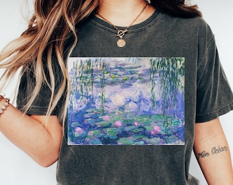 Comfort Colors Monet Water Lilies Shirt Art Teacher Gift Painting T-Shirt Aesthetic Clothing Light Dark Academia Art History Tee Artist