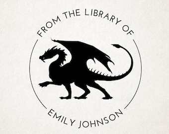 Dragon Custom Book Embosser, Library Stamp Book Stamp, Self Inking, From the Library Of Stamp, Book Lover Gift,  Ex Libris Personalized Gift