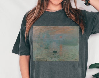 Comfort Colors Monet Impression Sunrise Shirt Gifts Painting Collage Aesthetic Clothing Shirts Light Dark Academia Art History Tee Artist