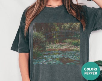 Comfort Colors Monet Water Lilies Shirt Art Teacher Gift Painting T-Shirt Aesthetic Clothing Light Dark Academia Art History Tee Artist