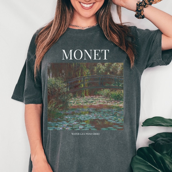 Comfort Colors Monet Water Lilies Shirt Gifts Painting Collage Aesthetic Clothing Shirts Light Dark Academia Art History Tee Artist