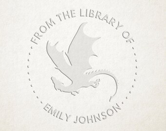 Dragon Custom Book Embosser, Library Stamp, Book Stamp, Self Inking, From the Library Of Stamp, Book Lover Gift, Fantasy Personalized Gift