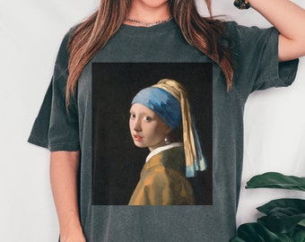 Comfort Colors Girl with a Pearl Earring shirt, painting tshirt, Johannes Vermeer Shirt, Famous portrait shirt, Portrait Shirts for artists