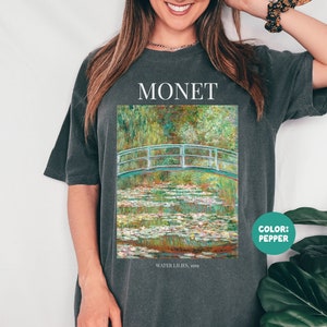 Comfort Colors Monet Water Lilies Shirt Art Teacher Gift Painting T-Shirt Aesthetic Clothing Light Dark Academia Art History Tee Artist