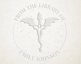 Dragon Custom Book Embosser, Library Stamp, Book Stamp, Self Inking, From the Library Of Stamp, Book Lover Gift, Fantasy Personalized Gift