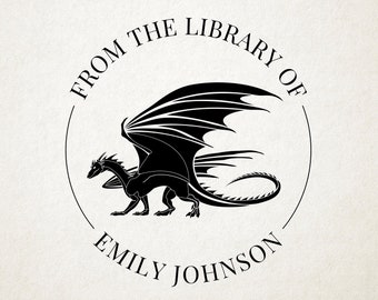 Dragon Custom Book Embosser, Library Stamp, Book Stamp, Self Inking, From the Library Of Stamp, Book Lover Gift, Fantasy Personalized Gift