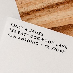 Simple Clean Return Address Stamp | Personalized Self Inking or Rubber Stamp | Modern Name Stamp | Minimalist Custom Stamp | Gift for Writer