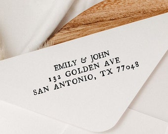 Modern return address stamp | Wedding Stamp | Save the date | Self ink stamper | Wood handle | Housewarming Gift | Family Stamp | Minimal