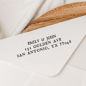 Modern return address stamp | Wedding Stamp | Save the date | Self ink stamper | Wood handle | Housewarming Gift | Family Stamp | Minimal