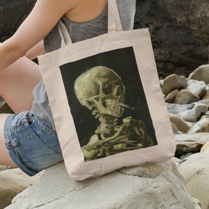 Van Gogh Tote Bag Skeleton Dark Academia Gifts Painting Collage Aesthetic Bag Renaissance Shirts Art History Tote Artist Halloween Spooky