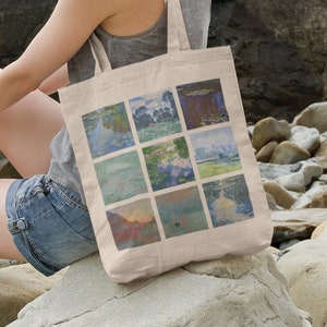 Claude Monet Water Lilies Tote Bag, aesthetic tote bag,artsy tote bag,art tote bag,aesthetic tote,monet tote,monet tote bag,monet gift,monet