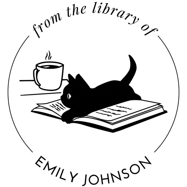 Cat Custom Book Embosser, Library Stamp, Book Stamp, Self Inking, From the Library Of Stamp, Book Lover Gift,  Ex Libris Personalized Gift