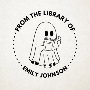 Ghost Custom Book Embosser, Library Stamp, Book Stamp, Self Inking, From the Library Of Stamp, Book Lover Gift,  Ex Libris Personalized Gift